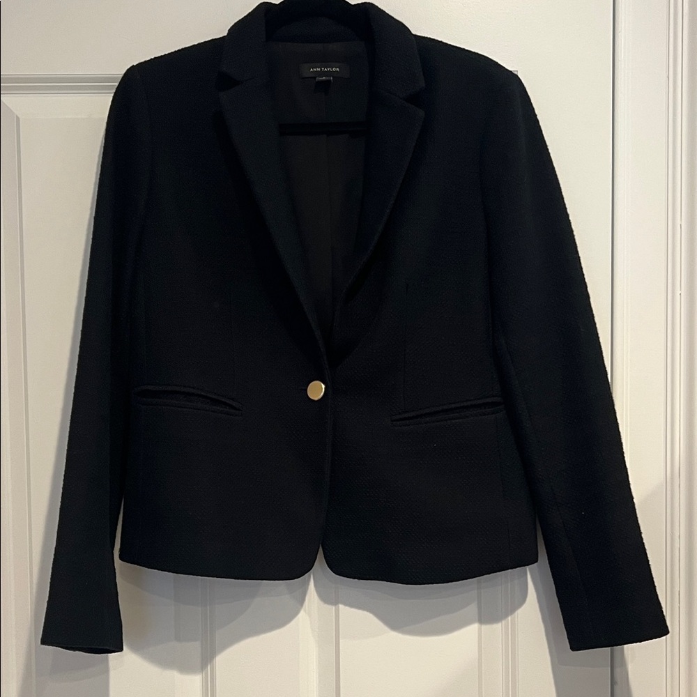 Ann Taylor Black Blazer with Gold Button